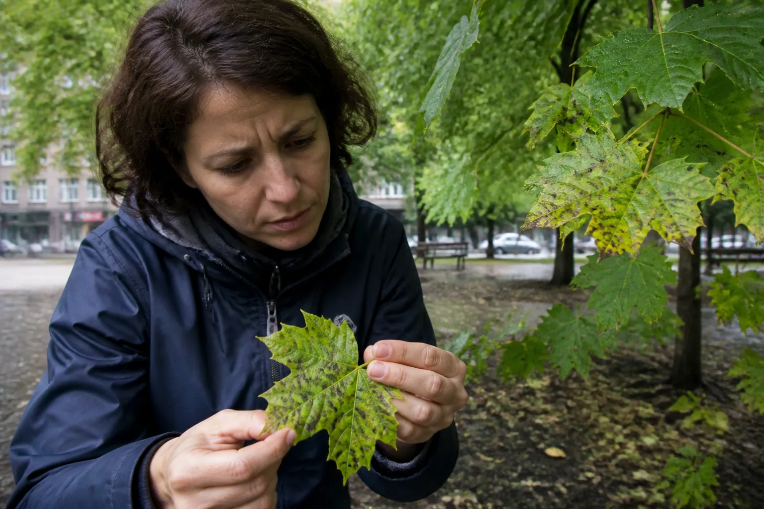 Tache goudronneuse des feuilles : symptômes, causes et impact sur les arbres