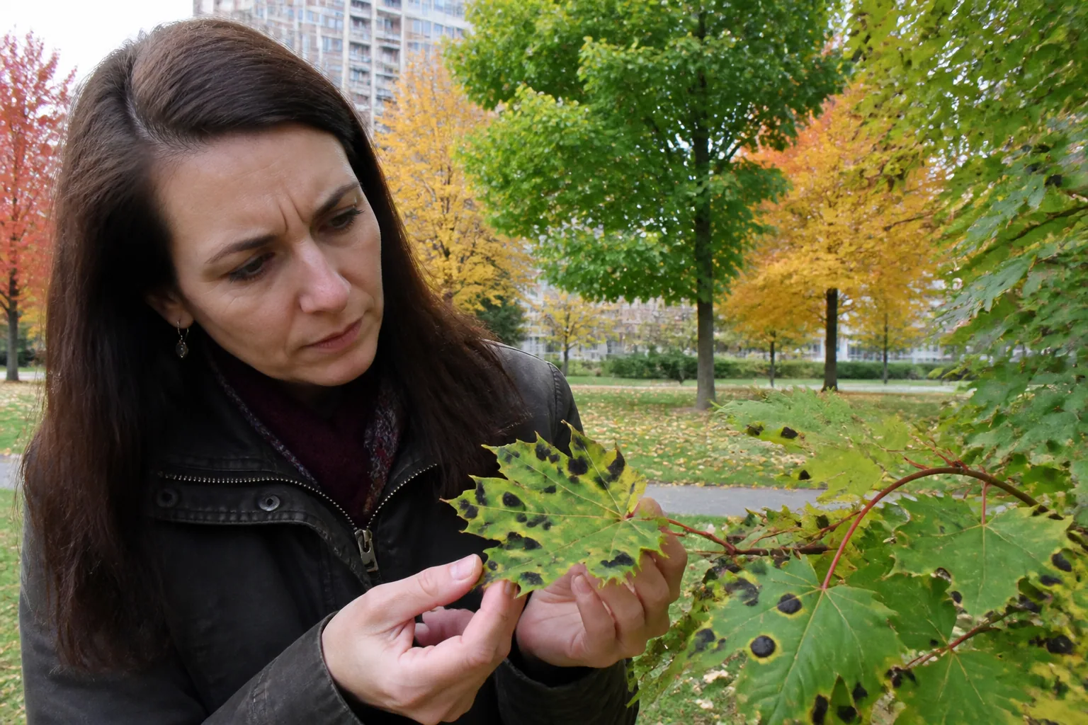 Tache goudronneuse des feuilles : symptômes, causes et impact sur les arbres