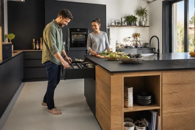 Îlot central de cuisine : dimensions minimales pour circuler confortablement
