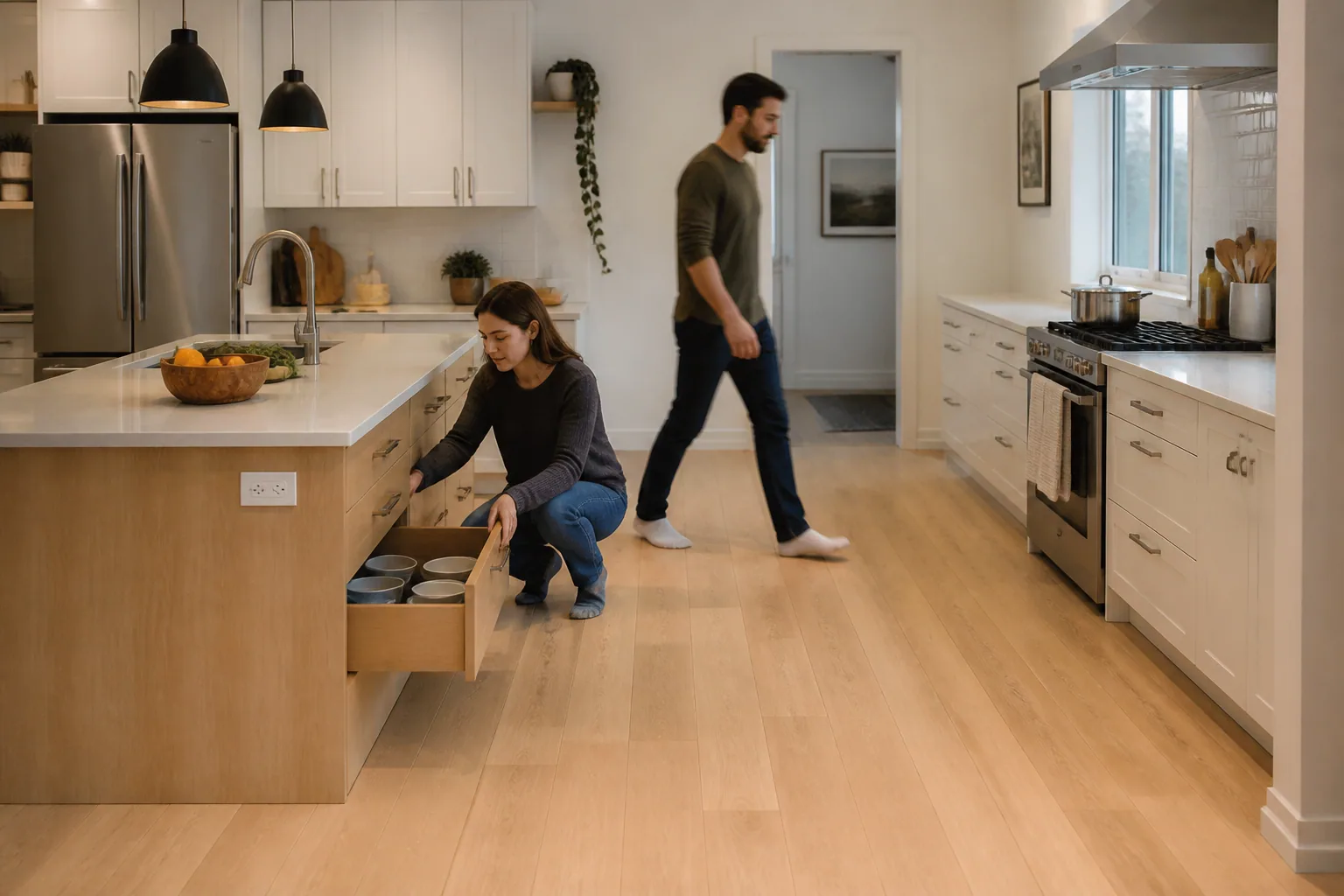Îlot central de cuisine : dimensions minimales pour circuler confortablement