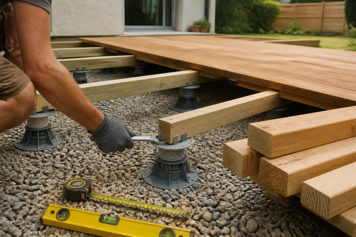 Terrasse bois sur plot : prix, lambourdes et pièges à connaître