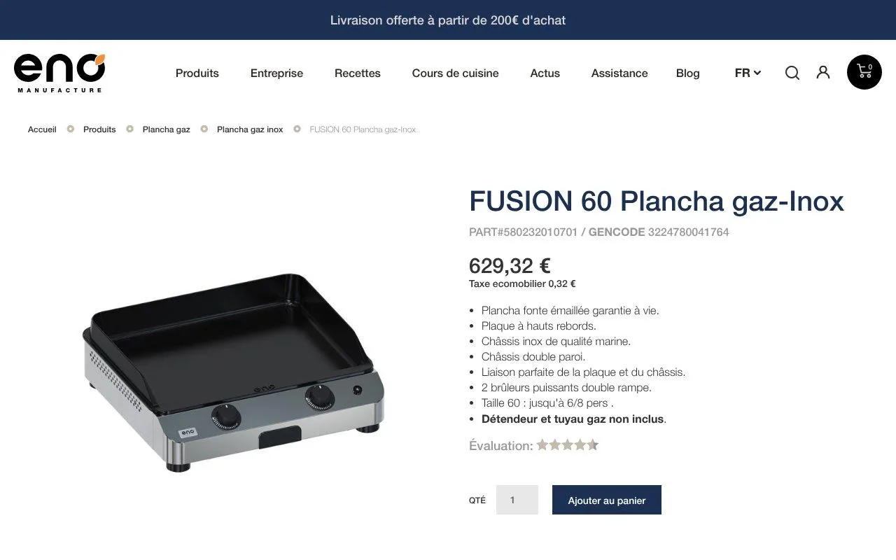 Plancha Fusion 60 ENO Inox